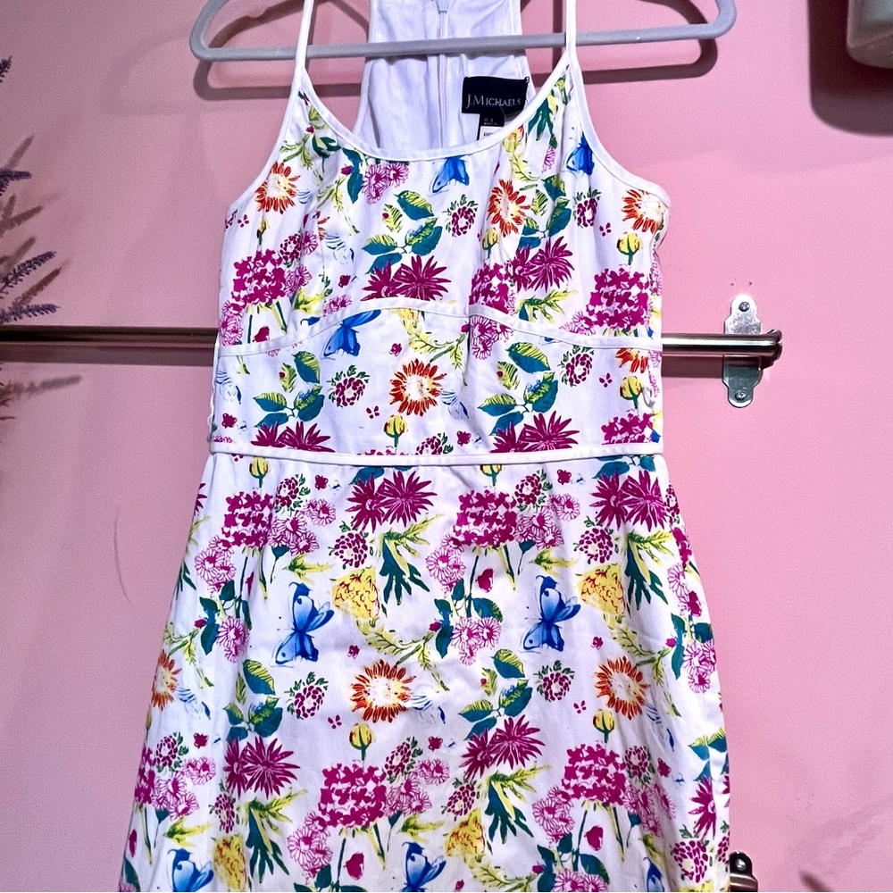 Butterfly and Floral Dress - Beautifully soft cotton, Cocktail Party Sundress.